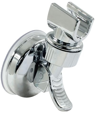 Moicstiy Adjustable Shower Head Holder, Removable Suction Cup Handheld Shower Head Bracket, No Drill Wall Mounted Shower Head Bracket (Silver)
