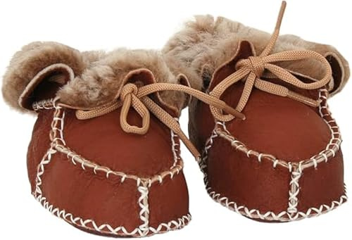 spar-home Baby Winterschuhe – Lammfellschuhe Neugeborene Geschenk Hausschuhe Kinder Lederschuhe Babys Schuhe Winter (Braun, EU Schuhgrößensystem, Baby, Numerisch, M, 22)