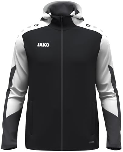 JAKO Kinder Kapuzenjacke Dynamic, schwarz/weiß/anthrazit, 164