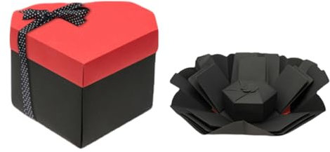 Pasdrucn DIY Geschenkbox Überraschungsbox Herz, DIY Explosionsbox Geburtstag, Explosionsbox, Geburtstag (Schwarz,Halbfertige Produkte)