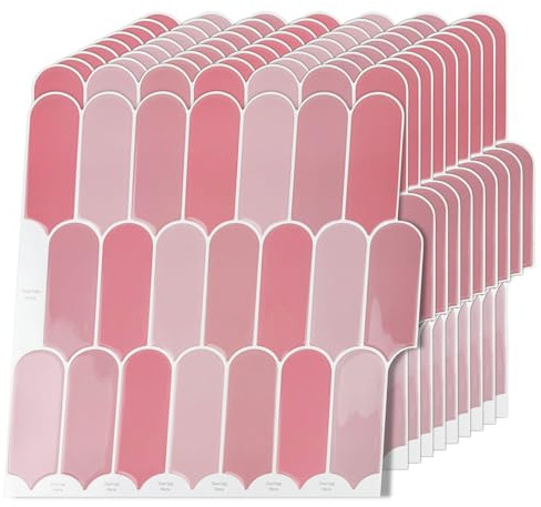 Azulejos Adhesivos Cocina 10-Piezas, 3D Pegatinas de Baldosas, Vinilo Adhesivo Pared para Cocina y Baño (E-Rosa-30.5x30.5cm)