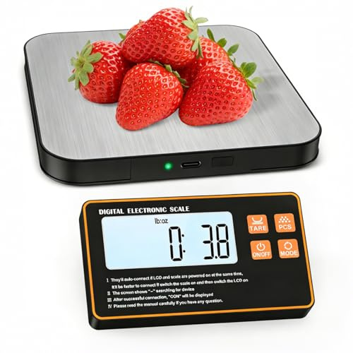 VOBOR Digitalt Köksvåg med Separat LCD-skärm Magnetisk, 15kg/1g Hög Precision, 7 Tarafunktioner, Rostfritt Stål, Våg för Kök Mat, Bageri