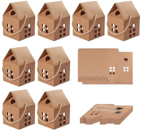 Paquete De 60 Cajas De Regalo Con Forma De Casa | Cajas Navideñas De Cartón Para Dulces | Contenedor De Papel Para Dulces | Para Fiestas, Cumpleaños, Bodas, Fiestas, Cumpleaños, Etc.
