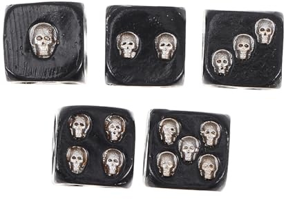 Abaodam 5pcs 18mm Silver Skull Dice Set, 6-sided Creative Game Dice for Party, Bar Entertainment, and Board Games Accessories