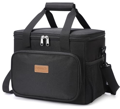 Lifewit Lunch Bag 15L 24 Can Insulated Lunch Box Soft Cooler Cooling Tote for Adult Men Women, Black