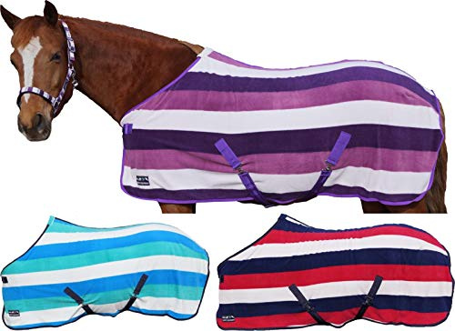 HKM 4057052373053 - Manta para Caballo, diseño de Rayas, con Correa Cruzada 8055, Color índigo, Blanco y Rojo vino165
