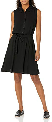 Amazon Essentials Damen Ärmelloses gewebtes Hemdkleid mit lockerer Passform, Schwarz, XL
