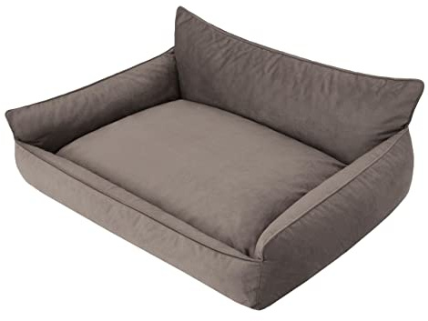 Pillowprim Hundsäng husdjurssäng ligghundkudde kudde säng hundliggande hundmadrass soffa djursäng hundsoffa madrass, L – 64 x 49 cm, brun fin