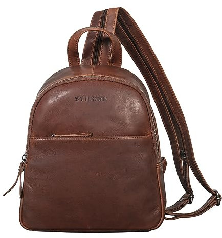 STILORD 'Rey' 2-in-1 Crossbody Rucksack Leder Damen Klein Sling Bag Rucksacktasche Frauen Mini Crossover Bag Ledertasche elegant Daypack Vintage Womens Backpack Echtleder, Farbe:sila - braun
