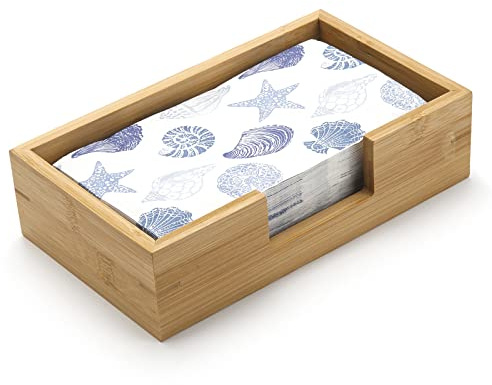 Servilletero de Bambú Rectangular, Bandeja de Servilleta de Madera, Soporte de Toalla de Madera para Cocina, Baño (24 x 14 x 6.5 cm)