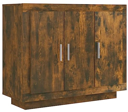 vidaXL Buffet Armoire de Rangement Meuble de Rangement Armoire Latérale Salle de Séjour Salon Intérieur Chêne Fumé 92x35x75 cm Bois d'Ingénierie
