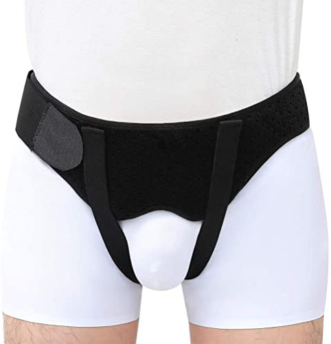 spier Cinturón de apoyo para hernia inguinal para hombres y mujeres, suave y elástico, soporte para hernia inguinal con 2 almohadillas de compresión extraíbles, color negro