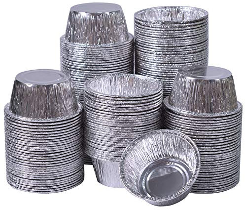 Goalfly Pirottini grandi per muffin in alluminio (9 cm), 150 vassoi usa e getta in alluminio, stampi per muffin da 130 ml, adatti per cupcake, crostate di uova, crème brûlée, soufflé