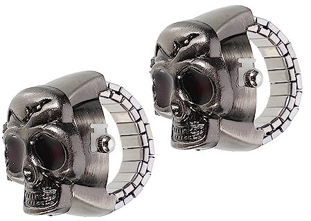 GALPADA 2 Stück Geisterkopf-Ringuhr Vintage-Uhren Für Herren Damen-Bandringe Damenschmuck Vintage-Fingeruhr Modische Uhren Für Damen -Ringuhr Fingeruhr Für Herren Damen
