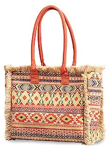 CORIOS Sac à Main en Toile Sac Fourre Bohème Rétro Sacs Portés Épaule Femmes Ethnique Style Sacs Cabas Sac D'épaule avec Glands Grande Sac de Plage Leicht Sac Hobo pour Vacances Plage Multicolore D