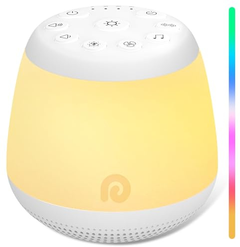 Dreamegg White Noise Machine, Portable Sound Machine with 8 Night Light for Baby Kids, White Noise Sound Machine with 24 Sounds, Pink&White Noise for Sleep Nursery Travel, Baby&Toddler Sleep Aid Gift