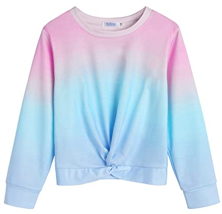 Arshiner Ragazza Felpa Tie-Dye Bambine Top a Maniche Lunghe Colore Casual Maglietta Sweatshirt per Bambina 10-11 Anni
