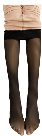 FASHION YO Women Magic Extra Thick Warm Winter Double Lined Stretch Thermal Fleece Tights (Black with fleece,M-L)
