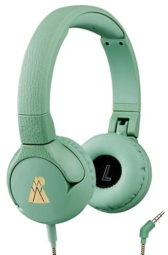 POGS-Kinderkopfhörer mit Kabel | The Elephant 2 | Faltbarer robuster Kinderkopfhörer ab 3 Jahren | Lautstärkebegrenzung 85 dB, Mikrofon | On-Ear | Musik-Sharing-Funktion (rGrün)