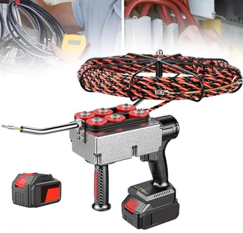 Macchina tesatrice automatica per cavi, elettricista che tira filo nascosto estrattore infila tubi attraverso la parete Filettatrice elettrica per casa all'aperto con batteria,1Battery-15mline