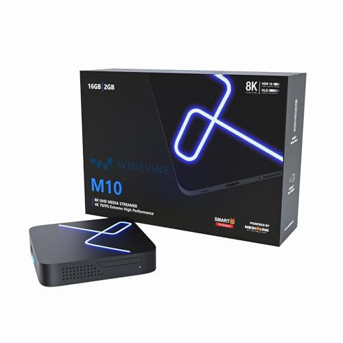 Medialink M10 8K UHD-2 4K HD TV, Android Box, 5G Dual Band WiFi, Gigabit LAN, Bluetooth Télécommande, HDR 10, OTT Smart TV Online, Streaming Box, Widevine Level L1, HTS e-COM