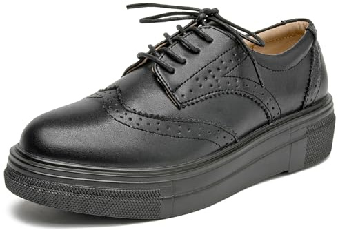 DADAWEN Femme Chaussures de Ville à Lacets Brogues Derbies Mocassins en Cuir Casual Mode Antidérapantes