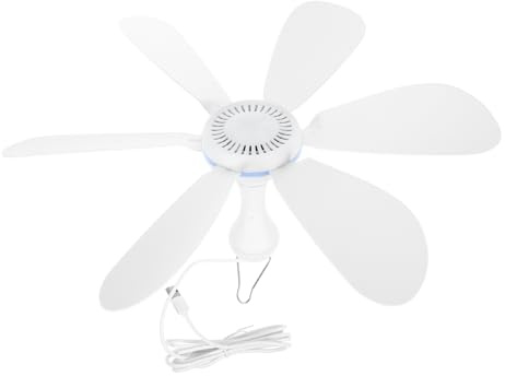 HOMSFOU Tragbarer USB Deckenventilator Für Außenbereich Hängender Camping Mit Fernbedienung USB Lüfter Mit Blättern Und Verlängerungskabel