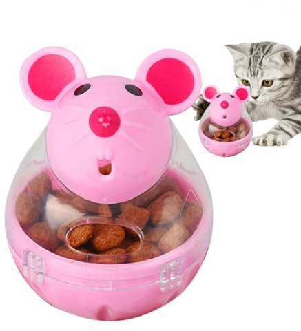 Generisch Distributeur de friandises pour chat - Souris - Balle manquante de nourriture | Petit distributeur de nourriture jouet, distributeur de nourriture lent, entraînant et interactif, prévient
