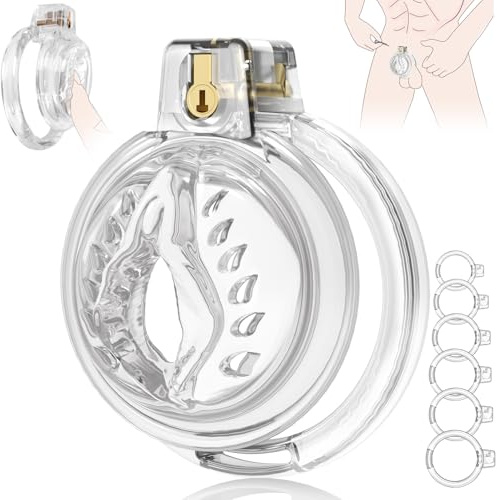 Chastity Cage Male Cock Cage - ACUMUM Soft Silicone Chastity Devices Adult Toys, Inverted Male Chasity Cages, Sex Bondage Toys for Men Sissy Chastity Cage Flat Penis Cage Clitoris Transparent