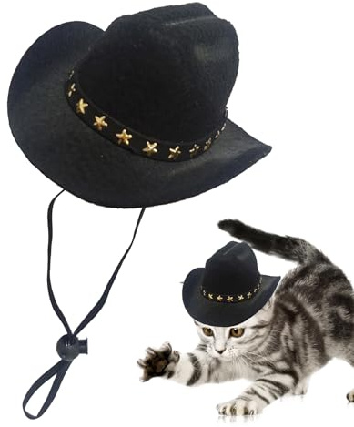 driattie Cappello da cowboy per gatto, cappello da cowboy per piccoli animali domestici, accessori per feste per cani e gatti, per uso quotidiano, carnevale, vacanze, Halloween, Natale