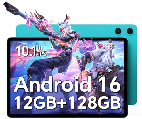 TECLAST Newest Tablets Android 16, P30 10.1 Inch Tablet, 12(4+8)GB RAM 128GB ROM(TF 1TB), 6000mAh, WiFi6 Android Tablets, 1280x800 IPS, Quad-Core, 2 Speaker|Netflix|Type-C|BT5.0|Camera|3.5mm Jack|GMS