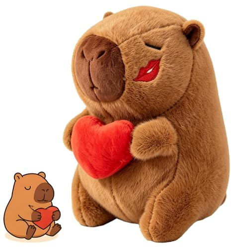 Capybara Plush, 22cm Capybara Gifts with Heart, Capybara Teddy for Friend