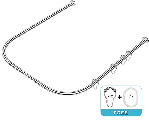 Misounda Duschvorhangstangen U Form Rundbogen Halterung 100x(80-120) x100cm, 304 Edelstahl Duschspinne Duschschirm Duschvorhangwinkelstangen, FüR Badezimmer, KüChe, Umkleidekabine.