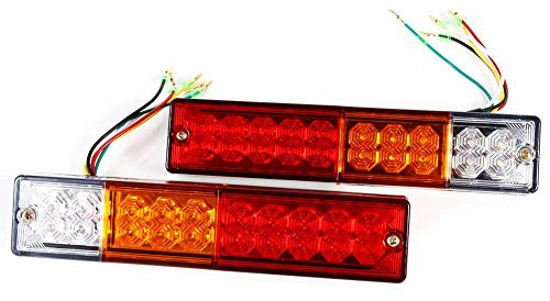 Akozon Luz Trasera de Remolque, 2 uds., 12-24 V, Coche Universal, 20 LED, luz Trasera, luz de Marcha atrás, señal de Apta para camión, Remolque, Caravana (12 V)