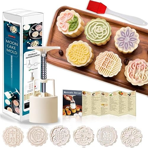 Powerful Mooncake-Form, 50 g, Badebombenform, Mondkuchenform und Kuchenform, 50 g/75 g/100 g (50 g, 6 Stück (weißer Kreis) A)