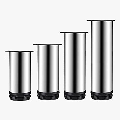 IBOWZ Möbelfüße,Tischbein Stück verstellbare runde Möbelbeine aus Edelstahl,8 cm 10 cm 15 cm 18 cm 20 cm Metall-Tischbeine,Küchen-Badezimmer-Möbelfüße,Sofa,Couchtisch-Ersatzbeine,Edelstahl-20 cm