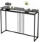 COSTWAY Konsolentisch schwarz, Eingangtisch Holz mit Marmor Optik, Beistelltisch mit schwarzem Metallgestell, Flurtisch modern, 120 x 30 x 90cm