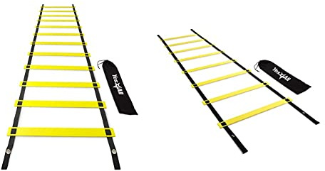 Yes4All Speed Agility Ladder Training Equipment - Bundle 8 & 12 Rungs Slide 26ft - Included Carry Bag