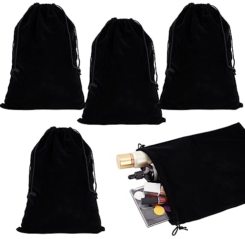 PH PandaHall 5 bolsas de terciopelo con cordón, 24,6 x 34,8 cm, bolsa grande negra con cordón, bolsa de almacenamiento de viaje, bolsas de embalaje de joyas, bolsas de regalo para bodas, fiestas