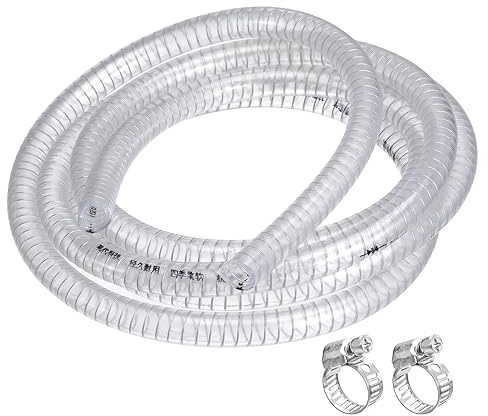 uxcell 1/2 ID x 10 Ft PVC Tube Steel Wire Reinforced Tubing Flexible Vinyl Hose Pipe Clear Suction Chemical Resistant Thick Tubing