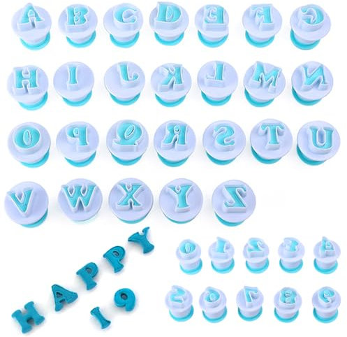 Lot de 36 emporte-pièces en forme de lettres de l'alphabet pour fondant, emporte-pièces, accessoires de pâtisserie, alphabet, accessoires de pâtisserie, tampons, biscuits, massepain (réutilisables)