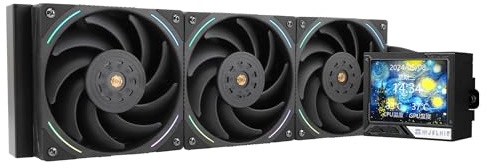 Thermalright Mjolnir Vision 360 ARGB Black-360mm AIO CPU Liquid Cooler, schermo LCD IPS con risoluzione 320x240, per AM5 e LGA1700/1851, schermo LCD assorbente magnetico da 3,5 pollici per immagini