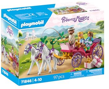 PLAYMOBIL | Princess Magic | Passeggiata in carrozza reale con principessa e principe | Giocattolo della principessa | Giocattolo da favola per bambini dai 4 anni in su | 71846