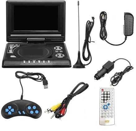EDEDE Lecteur DVD Portable, Lecteur DVD système multimédia Automobile Lecteur d'écran 7.8 Pouces Portable Haute définition VCD Mp3 DVD USB avec TV/FM/USB pour Les débutants