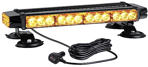 KEECALT Roof Magnetic 30 LED Amber Flashing Beacon Light for Car Van Truck, 12V 24V Top of Vehicle Safety Warning Emergency Strobe Light Bar
