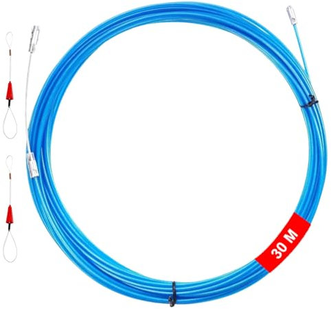 Guia Pasacables, 30 m Cinta de Pescado, 3,6 mm Diámetro Poliéster Tirando de Alambre con Muelle de Guía, Ayuda de Tracción de Cable Tirando de Alambre de Tracción en Espiral, para Fibra óptica