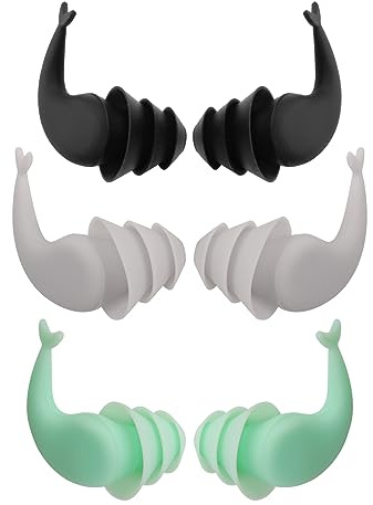 Uikdjgu 3 Paia Ottimi Tappi per Le Orecchie Impermeabili Ultra Comodi, Tappi per Le Orecchie da Nuoto, Tappi per Le Orecchie nel Silicone Riutilizzabili per Sport Acquatici
