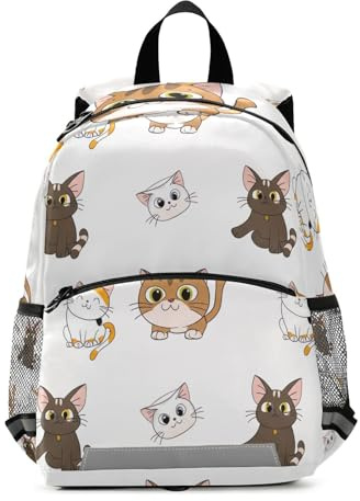 RPLIFE Mochila para niños y niñas, lindos gatos, colores expresiones para niños pequeños, mochila pequeña de viaje para libros de 3 a 6 años, mediana