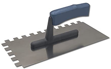 DEWEPRO Zahnkelle 12x12 mm CLASSIC - Edelstahlblatt 270x130mm - Säurebeständig und Rostfrei - ergonomisch geformter Holzgriff