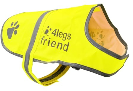 4LegsFriend Hunde Sicherheitsweste mit Leinenbefestigungsring 5 Größen - Hohe Sichtbarkeit für Outdoor Aktivitäten Tag und Nacht, Hält den Hund Sichtbar, Sicher vor Autos und Jagtunfällen (S)